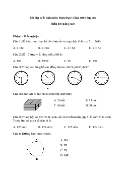 Phiếu bài tập cuối tuần Toán lớp 3 Chân trời - Tuần 18 (nâng cao)