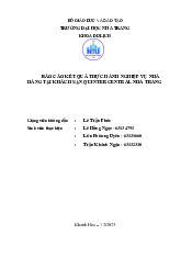 Báo cáo Thực Hành Nghề Nhà Hàng Tại Khách Sạn Quinter môn Quản trị nhà hàng khác sạn | Trường Đại Học Nha Trang