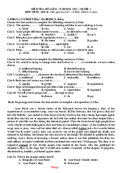 Đề thi giữa kỳ 2 Tiếng Anh 10 năm 2022-2023 - Đề 1 (có đáp án)