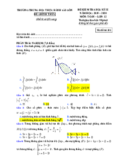 Đề thi học kì 2 Toán 12 năm 2019 – 2020 trường TH Thực hành Sài Gòn – TP HCM
