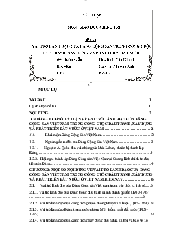 Tiểu luận: vai trò lãnh đạo của đảng cộng sản trong công cuộc đấu tranh, xây dựng và phát triển đất nước