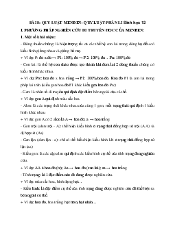 Sinh học 12 bài 8: Quy luật Menđen - Quy luật phân li