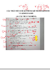 Tổng hợp 40 câu trắc nghiệm ôn tập thi cuối kỳ | Thống kê trong kinh tế và kinh doanh | Trường Đại học Kinh tế Quốc dân