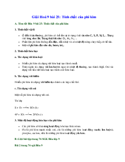 Giải Hóa 9 Bài 25: Tính chất của phi kim
