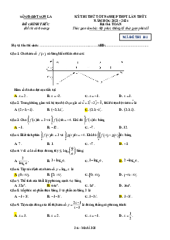 Đề thi thử tốt nghiệp THPT 2024 môn Toán lần 1 sở GD&ĐT Sơn La