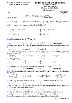 Đề thi học kỳ 2 Toán 12 năm 2017 – 2018 trường THPT Hưng Nhân – Thái Bình