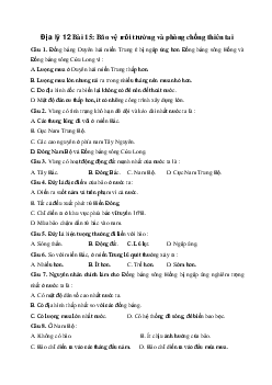 Câu hỏi trắc nghiệm Địa Lý 12 bài 15: Bảo vệ môi trường và phòng chống thiên tai