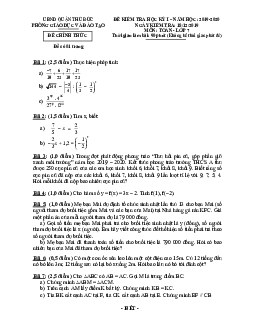 Đề thi học kỳ 1 Toán 7 năm 2019 – 2020 phòng GD&ĐT Củ Chi – TP HCM