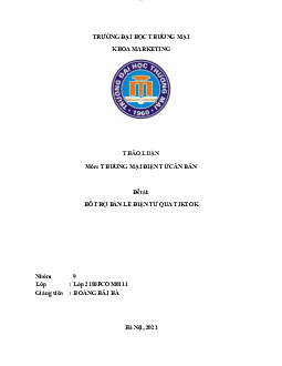 Hỗ trợ bán lẻ điện tử trên TikTok | Thương mại điện tử | Đại học Thương mại