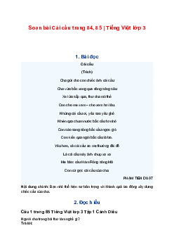 Soạn bài Cái cầu trang 84, 85 | Tiếng Việt lớp 3 Cánh diều