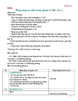 Giáo án Toán 2 sách Chân trời sáng tạo (Cả năm) | Tuần 12
