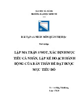 Bài tập SWOT phân tích và đánh giá bản thân - Môn Quản trị Học - Đại Học Kinh Tế - Đại học Đà Nẵng