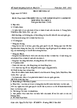 Giáo án Địa Lí 7 Bài 8: Thực hành: Tìm hiểu một nền kinh tế lớn và nền kinh tế mới nổi của Châu Á | Cánh diều