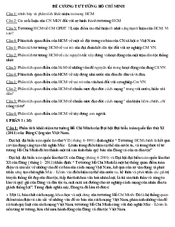 Đề cương môn tư tưởng Hồ Chí Minh