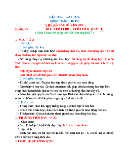 Giáo án Toán 2 sách Chân trời sáng tạo (cả năm) | Tuần 27 | Tiết 1