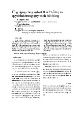Ứng dụng công nghệ OLAP hỗ trợ ra quyết định trong quy trình bán hàng - Môn Thị trường và các định chế tài chính - Đại Học Kinh Tế - Đại học Đà Nẵng