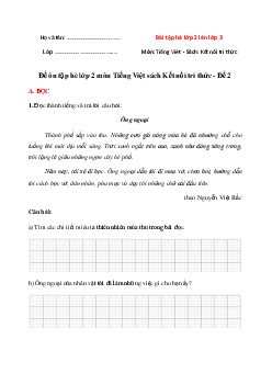 Đề ôn tập hè lớp 2 môn Tiếng Việt - Đề 2 | Kết nối tri thức