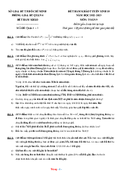 Đề tham khảo vào 10 môn Toán Phòng GD Quận 4 năm học 2022-2023 (có đáp án và lời giải chi tiết)