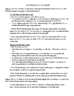 Đề cương ôn tập môn môi trường và con người