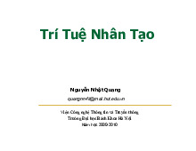 Tổng hợp bài giảng môn Nhập môn trí tuệ nhân tạo_Thầy Nguyễn Nhật Quang| Bài giảng môn Nhập môn trí tuệ nhân tạo| Trường Đại học Bách Khoa Hà Nội