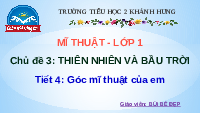 Giáo án điện tử Mĩ thuật 1 Chân trời sáng tạo : Góc mĩ thuật của em