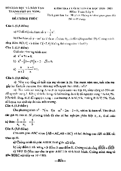 Đề thi cuối kì 2 Toán 9 năm 2020 – 2021 sở GD&ĐT thành phố Đà Nẵng