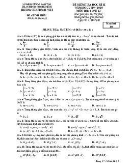 Đề thi học kì 2 Toán 12 năm 2019 – 2020 trường THPT Bách Việt – TP HCM
