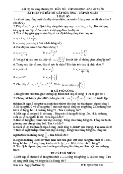 Top 30 bài tập cấp số cộng và cấp số nhân nâng cao – Nguyễn Đình Sỹ