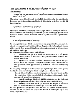 Bài tập tự luận môn Quản trị học theo từng chương có lời giải