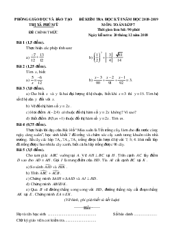 Đề thi HK1 Toán 7 năm 2018 – 2019 phòng GD&ĐT Thị Xã Phú Mỹ – Bà Rịa – Vũng Tàu