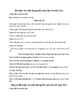Đề khảo sát chất lượng đầu năm môn Văn lớp 10 năm 2024 (Đề 8)