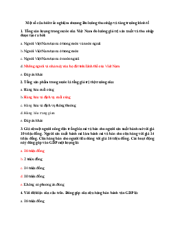 Đề cương ôn tập Chương 5 môn Kinh tế học đại cương (có đáp án)  | Đại học Thăng Long
