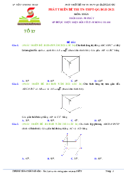 Phát triển các bài toán VD – VDC trong đề thi TN THPT 2021 môn Toán (đợt 1)