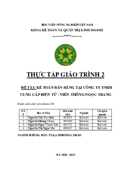 Thực tập giáo trình 2 - Kế toán bán hàng | Học viện Nông nghiệp Việt Nam