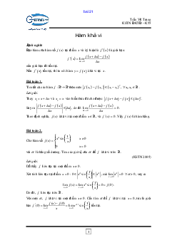 Ngân hàng bài tập về Hàm khả vi | Đại học Bách khoa Hà Nội