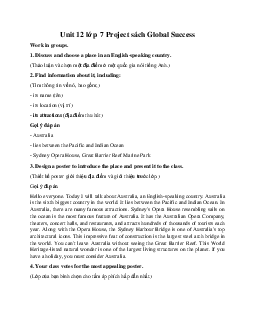 Unit 12 lớp 7 Project sách Global Success