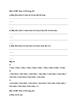 Vở bài tập Toán lớp 4 trang 18 Bài 6: Các số có nhiều chữ số Cánh Diều