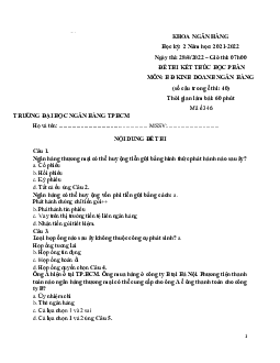 Đề thi môn phân tích tài chính doanh nghiệp