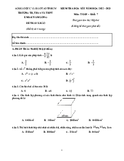 Đề tham khảo học kỳ 1 Toán 7 năm 2022 – 2023 trường EMASI Nam Long – TP HCM