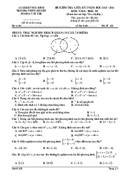 Đề giữa kì 1 Toán 10 năm 2023 – 2024 trường chuyên Hoàng Văn Thụ – Hòa Bình
