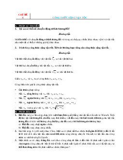 Lý thuyết và bài tập Công thức cộng vận tốc Vật lí 10 có lời giải