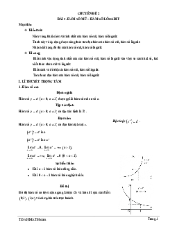 Bài giảng hàm số mũ và hàm số lôgarit