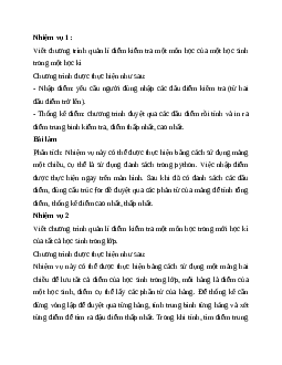 Giải bài 18: Thực hành mảng một chiều và hai chiều | Tin học 11 Kết nối tri thức