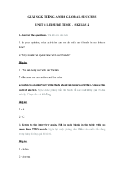 Tiếng Anh 8 unit 1 Skills 2 Global Success