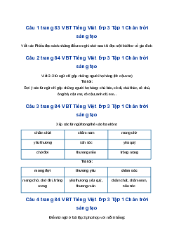 Giải Bài 1: Ông ngoại trang 83 VBT Tiếng Việt lớp 3 Tập 1 Chân trời sáng tạo