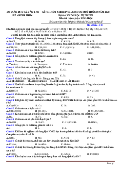 Đề thi tốt nghiệp THPT Quốc Gia năm 2020 môn hóa học đợt 2 (có đáp án)