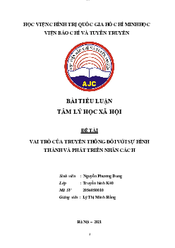 Tiểu luận: "Vai trò của truyền thông đối với sự hình thành và pghats triển nhân cách"