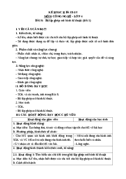 Giáo án Công nghệ lớp 4 Bài 6 | Chân trời sáng tạo