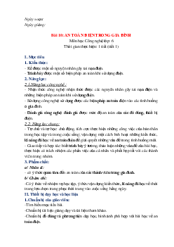 Giáo án Công nghệ 6 sách Chân trời sáng tạo Bài 10