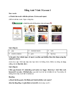 Tiếng Anh 7 Unit 3 Lesson 1